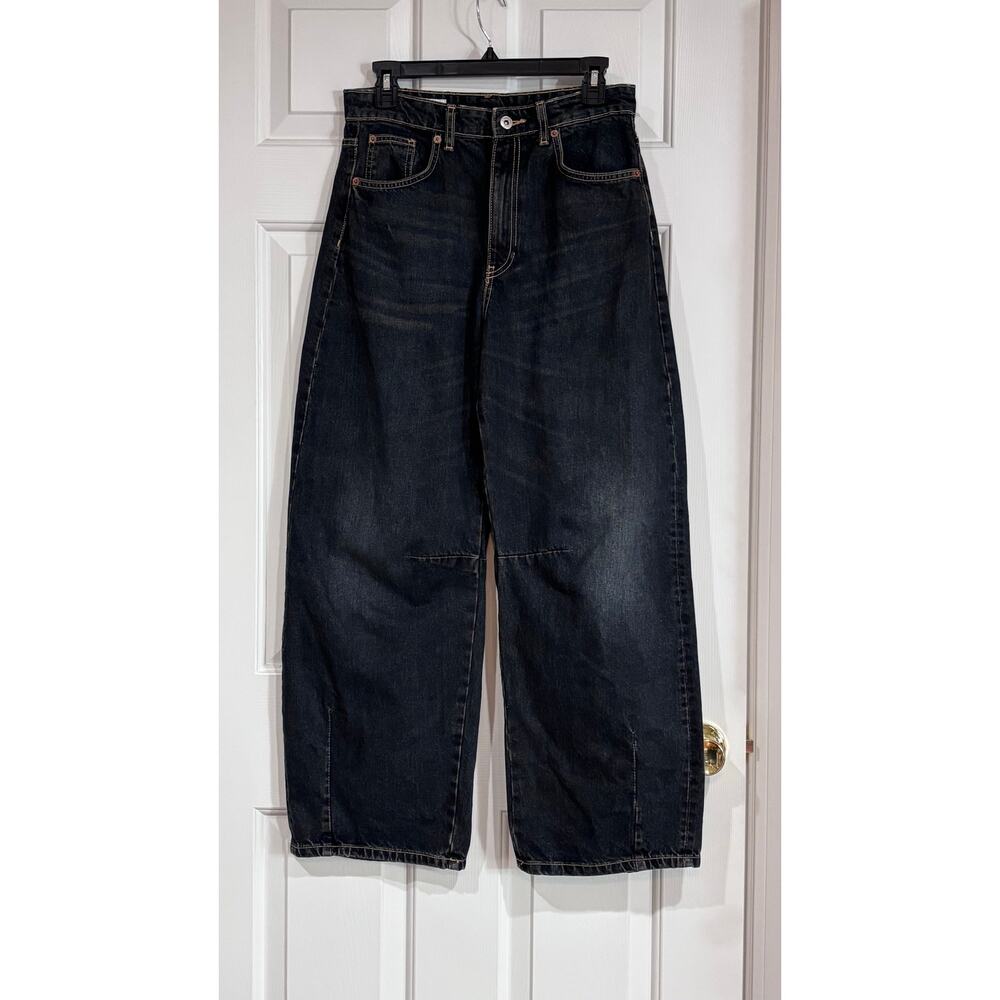 Zara Sz 2 Women's Barrel Leg Jeans Dark Wash Wide Leg Y2K inspired